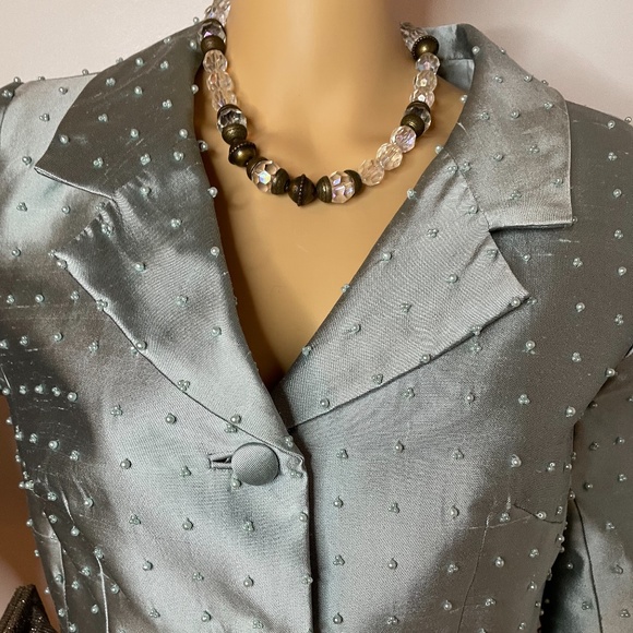 Baby blue 100% silk beaded sixties vintage jacket! - Picture 2 of 11